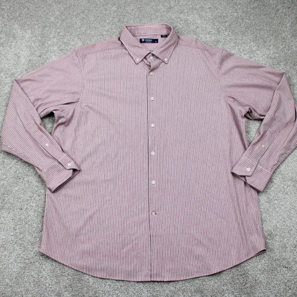 Cremieux Shirt Men‎ XL Red Checkered Cotton/Polyester Blend L/S Button Down